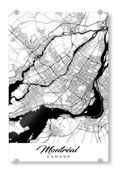 Acrylglasbild "Montreal City Map" artboxONE - Schwarzweiß,Städte / Weitere,Kartografie