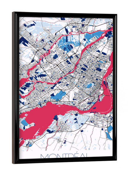 Poster mit schwarzem Rahmen "City von Montreal" artboxONE - Städte / Weitere,Kartografie