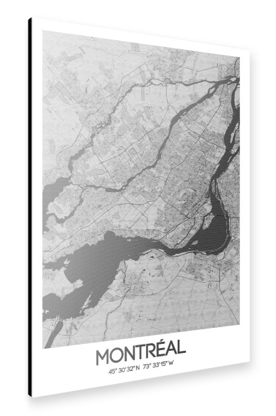 Alu-Dibond "Montreal Bleistift Map" 30x20 cm artboxONE