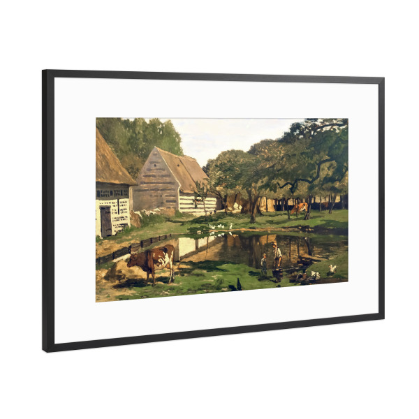 Poster mit Rahmen Schwarz (Metallic) "Bauernhof in der Normandie" artboxONE - Reise,Architektur,Für Mama,Für Papa