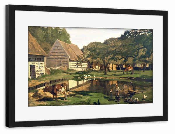 Poster mit Rahmen schwarz "Bauernhof in der Normandie" artboxONE - Reise,Architektur,Für Mama,Für Papa
