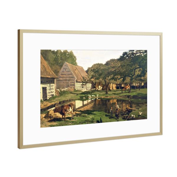 Poster mit Rahmen Gold "Bauernhof in der Normandie" artboxONE - Reise,Architektur,Für Mama,Für Papa