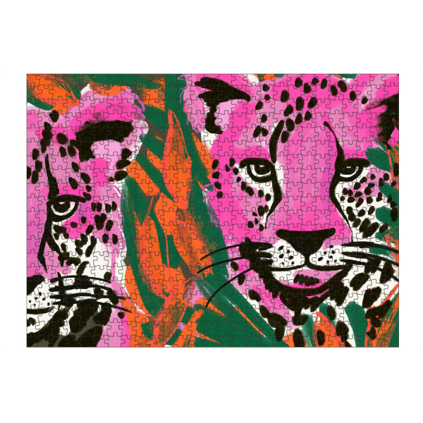 Puzzle Ravensburger "Pink Leo" artboxONE - Tiere,Abstrakt,Für Mama - Leopard,Tiere,Wildlife,Grün,Pink,Panther,Illustration,Abstrakt,Treechild