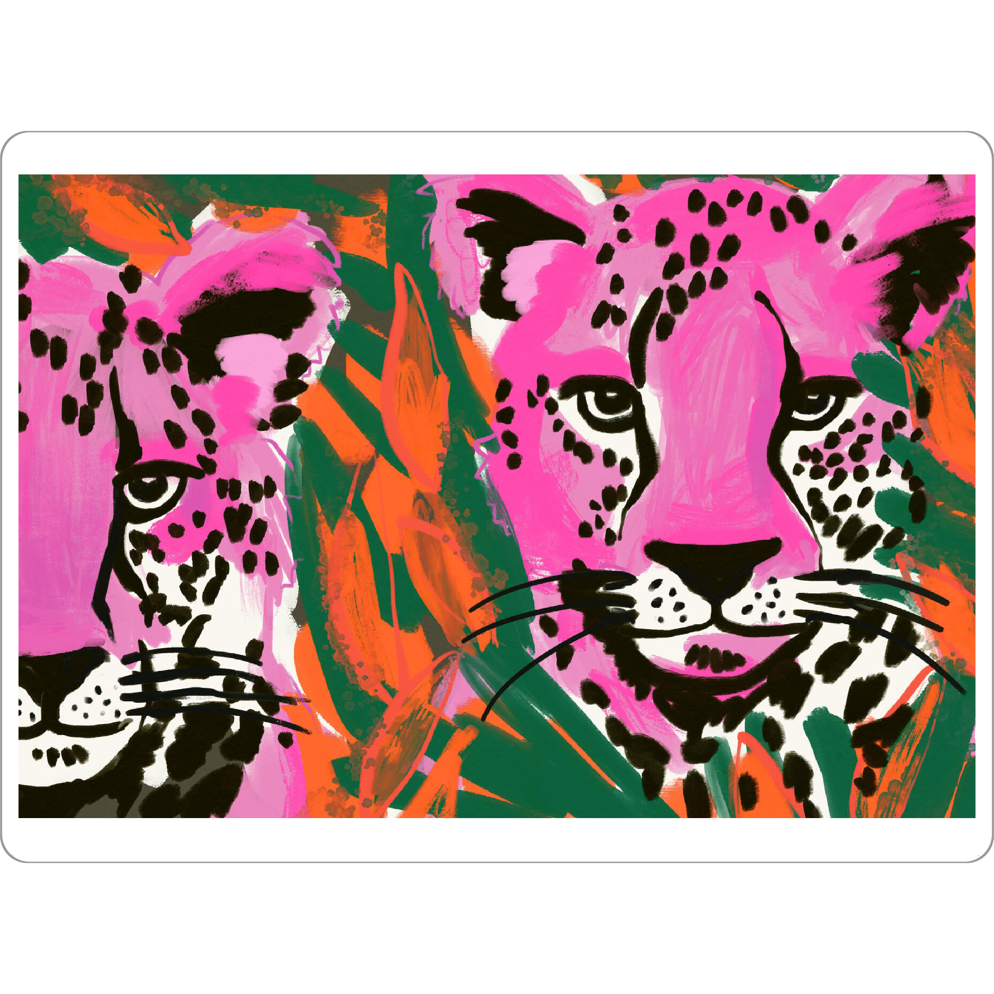 Tischset "Pink Leo" artboxONE - Tiere,Abstrakt,Für Mama - Leopard,Tiere,Wildlife,Grün,Pink,Panther,Illustration,Abstrakt,Treechild - Bild leopard