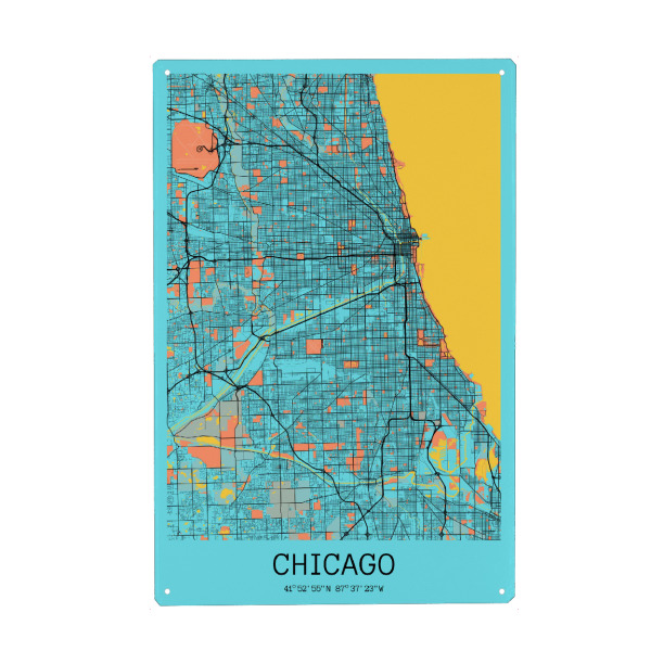 Holzbild "Chicago Stadt" artboxONE - Städte / Chicago,Kartografie