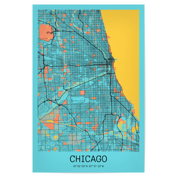 Poster 30x20 cm "Chicago Stadt" artboxONE - Städte / Chicago,Kartografie