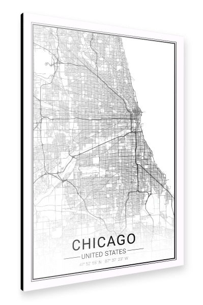 Alu-Dibond "City Map Chicago" 30x20 cm artboxONE