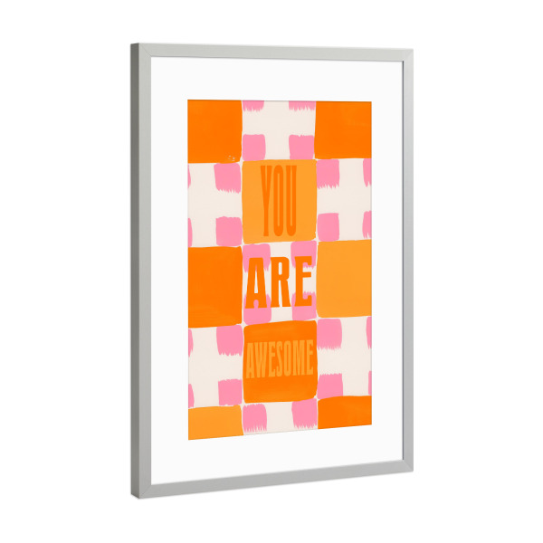 Poster mit Rahmen Silber "You Are Awesome Orange" artboxONE - Typografie,Abstrakt,Buchstaben