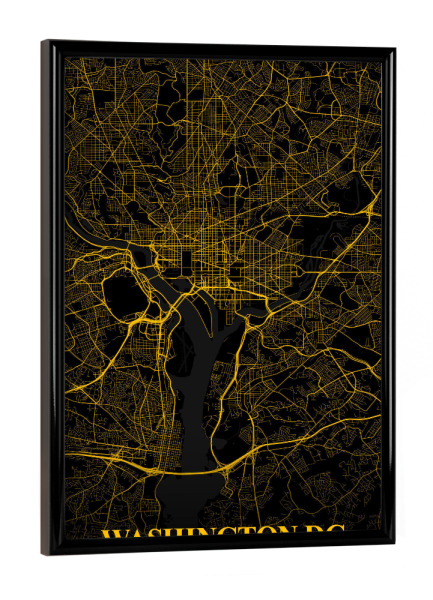 Poster mit schwarzem Rahmen "Washington DC als Stadtplan" artboxONE - Städte / Washington,Kartografie