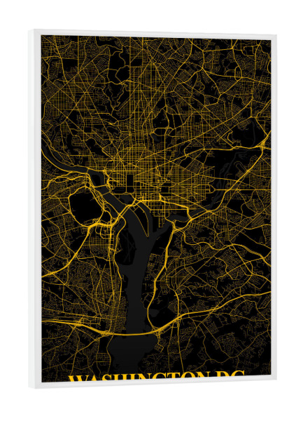 Poster mit weißem Rahmen "Washington DC als Stadtplan" artboxONE - Städte / Washington,Kartografie