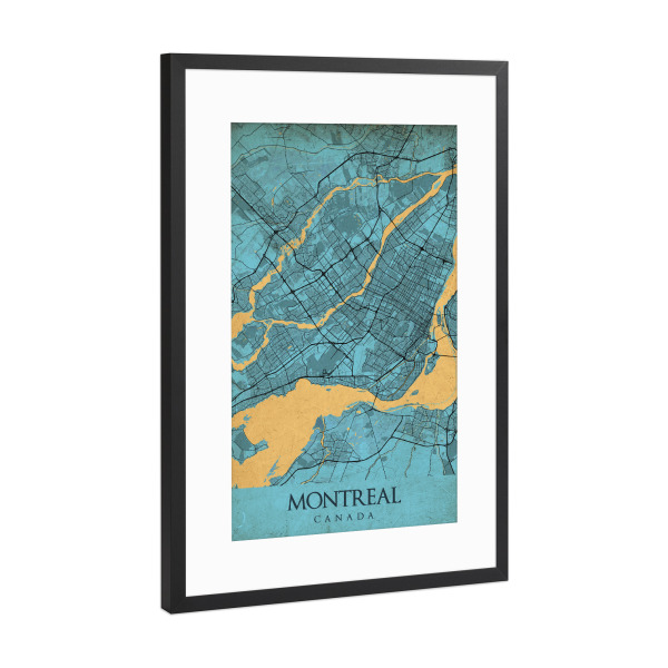 Poster mit Rahmen Schwarz (Metallic) "Montreal Vintage" artboxONE - Städte / Weitere,Kartografie