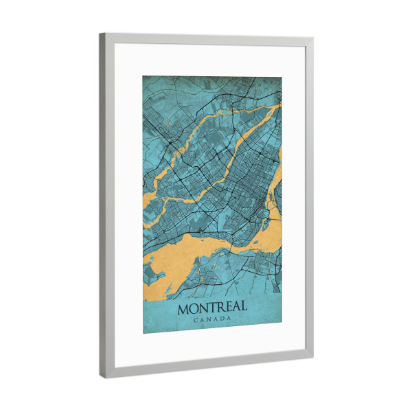 Poster mit Rahmen Silber "Montreal Vintage" artboxONE - Städte / Weitere,Kartografie