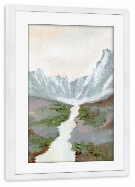 Poster mit Rahmen weiß "Rocky Snow Berge" artboxONE - Natur,Reise