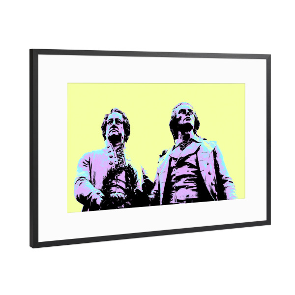 Poster mit Rahmen Schwarz (Metallic) "Pop Art Goethe und Schiller" artboxONE - Städte,Reise,Reise / Länder