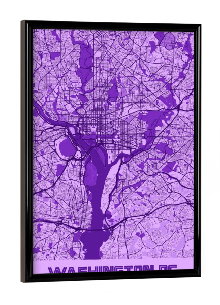 Poster mit schwarzem Rahmen "Washington als Stadtplan" artboxONE - Städte / Washington,Kartografie