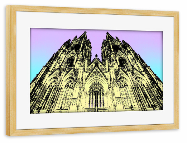 Poster mit Rahmen kiefer "Pop Art Kölner Dom" artboxONE - Städte / Köln,Reise,Architektur,Reise / Länder
