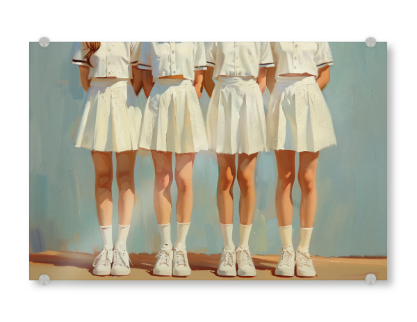 Acrylglasbild "Vintage Tennis Girls Squad Art" artboxONE - Menschen,Fashion,Sport - Vintage,Tennis,Mädels,Squad,Team