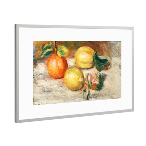Poster mit Rahmen Silber "Lemons and Orange still life" artboxONE - Für Mama,Für Papa
