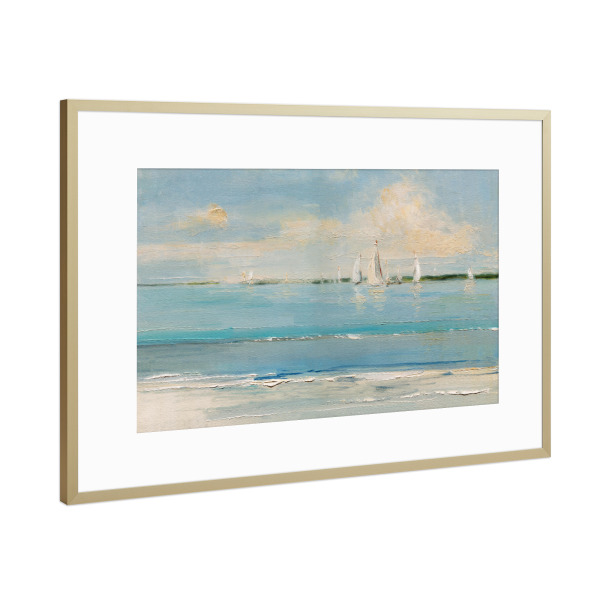 Poster mit Rahmen Gold "Windige Regatta" artboxONE - Natur,Reise,Menschen - Boote,Meer,Küste,Segelboote
