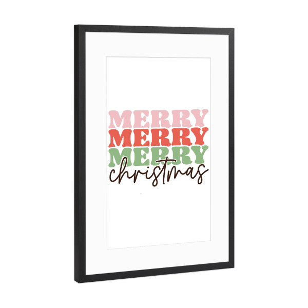 Poster mit Rahmen Schwarz (Metallic) "Merry Merry Christmas" artboxONE - Typografie,Weihnachten