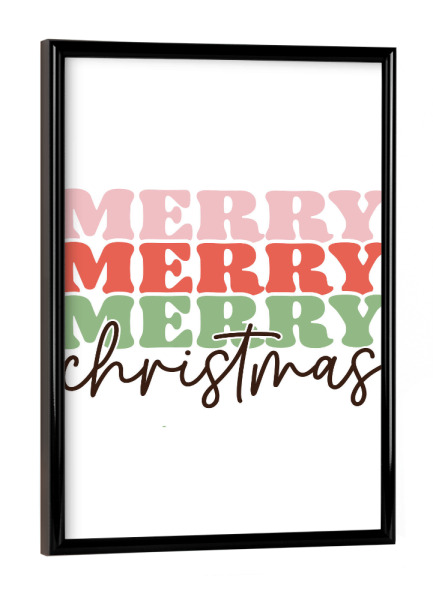 Poster mit schwarzem Rahmen "Merry Merry Christmas" artboxONE - Typografie,Weihnachten - Frohe,Weihnachten,Bunt,Merry,Christmas,Typo,Typografie