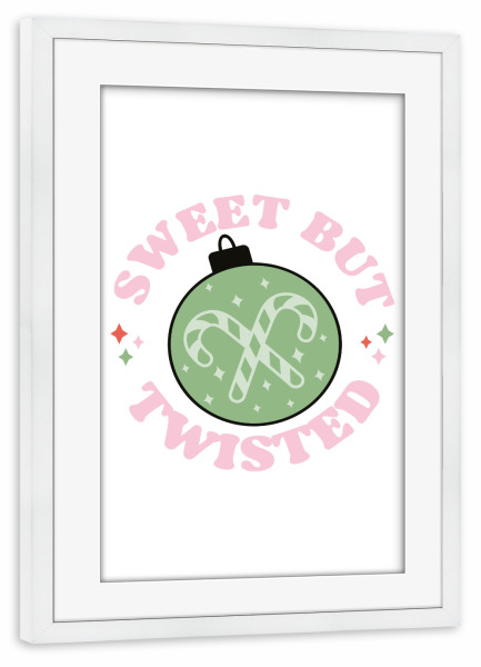 Poster mit Rahmen weiß "Sweet but twisted - Christmas" artboxONE - Typografie,Weihnachten