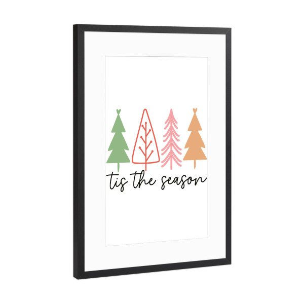 Poster mit Rahmen Schwarz (Metallic) "Tis the season - Christmas" artboxONE - Typografie,Weihnachten