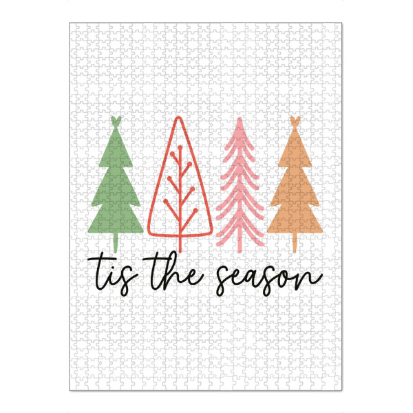 Puzzle Ravensburger "Tis the season - Christmas" artboxONE - Typografie,Weihnachten - Weihnachten,Minimalistisch,Typo,Typografie,Tannen,Bäume,Bunt