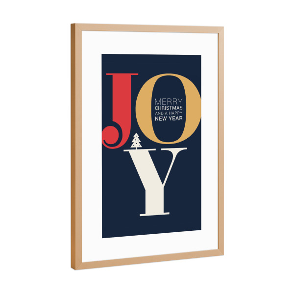 Poster mit Rahmen Kupfer "JOY - Christmas Typography" artboxONE - Typografie,Weihnachten - Joy,Freude,Typo,Typografie,Bunt,Weihnachten