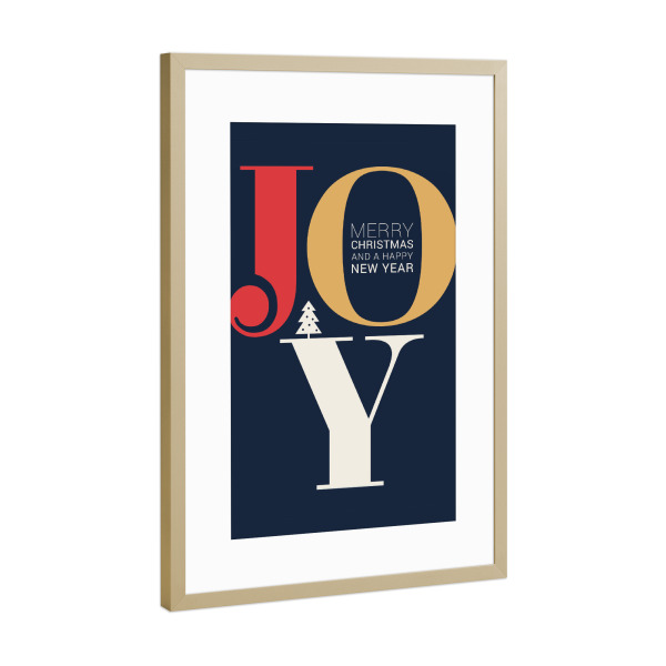 Poster mit Rahmen Gold "JOY - Christmas Typography" artboxONE - Typografie,Weihnachten - Joy,Freude,Typo,Typografie,Bunt,Weihnachten