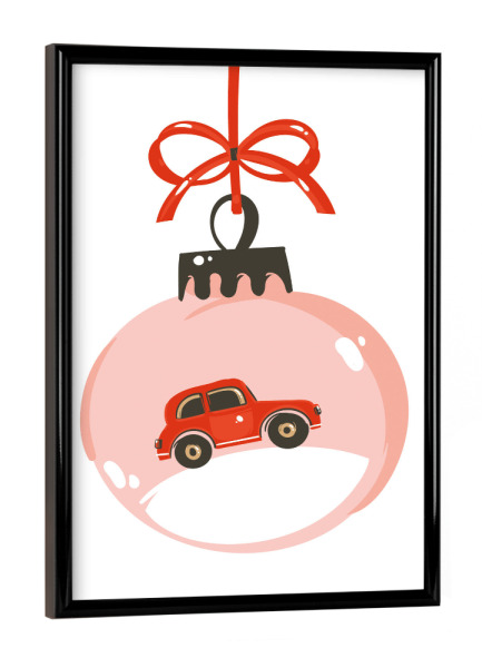 Poster mit schwarzem Rahmen "Auto in der Weihnachtskugel" artboxONE - Automobile,Weihnachten
