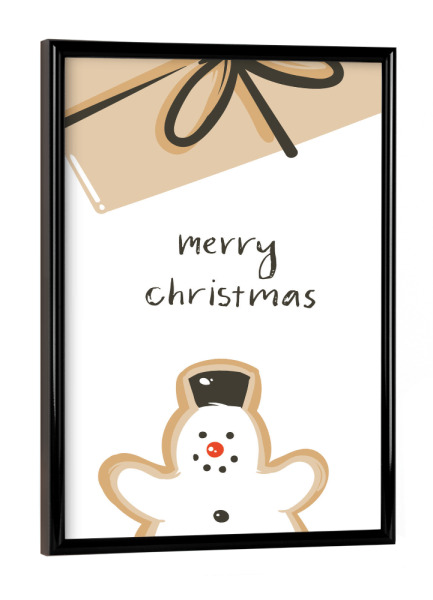 Poster mit schwarzem Rahmen "Schneemann - Merry Christmas" artboxONE - Typografie,Für Kinder,Weihnachten