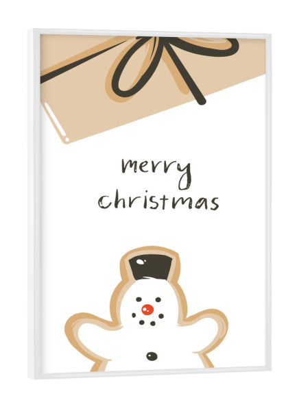 Poster mit weißem Rahmen "Schneemann - Merry Christmas" artboxONE - Typografie,Für Kinder,Weihnachten