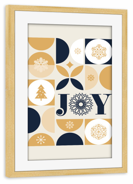 Poster mit Rahmen kiefer "JOY - geometrisch" artboxONE - Abstrakt,Geometrie,Weihnachten - Joy,Freude,Weihnachten,Bunt,Formen,Geometrie,Abstrakt