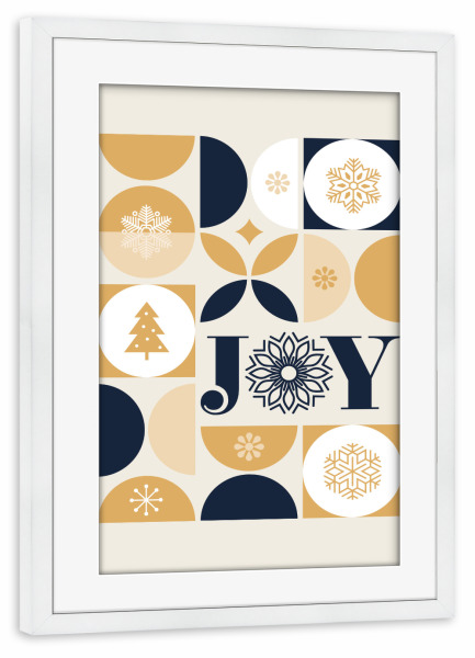 Poster mit Rahmen weiß "JOY - geometrisch" artboxONE - Abstrakt,Geometrie,Weihnachten - Joy,Freude,Weihnachten,Bunt,Formen,Geometrie,Abstrakt