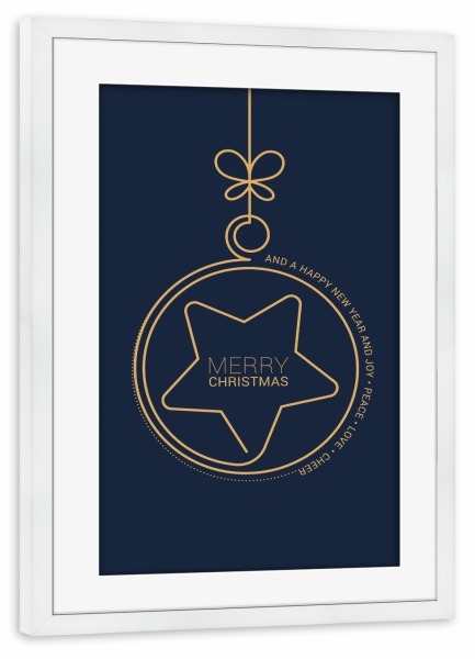 Poster mit Rahmen weiß "Weihnachtskugel mit Stern" artboxONE - Typografie,Abstrakt,Weihnachten
