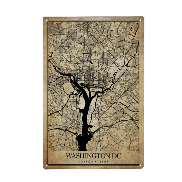 Metall Poster "Washington Vintage City" artboxONE - Städte / Washington,Kartografie