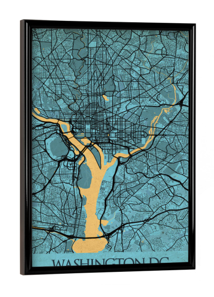 Poster mit schwarzem Rahmen "Vintage City Washington" artboxONE - Städte / Washington,Kartografie