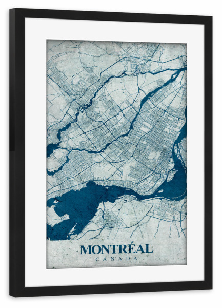 Poster mit Rahmen schwarz "Montreal Vintage Map" artboxONE - Städte / Weitere,Kartografie