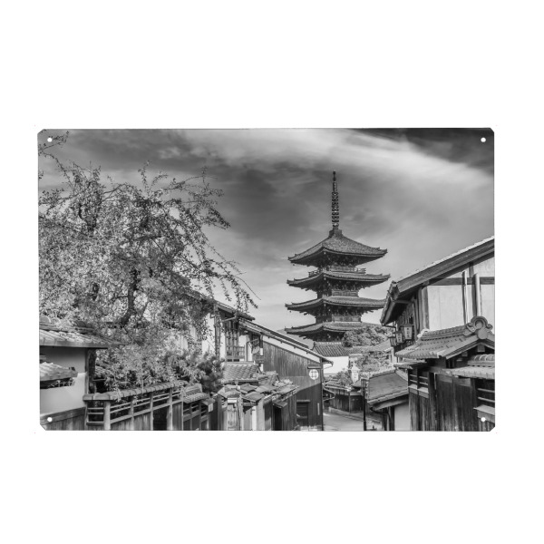 Holzbild "Yasaka Pagode Kyoto in monochrom" artboxONE - Städte,Architektur,Reise / Asien,Städte / Weitere