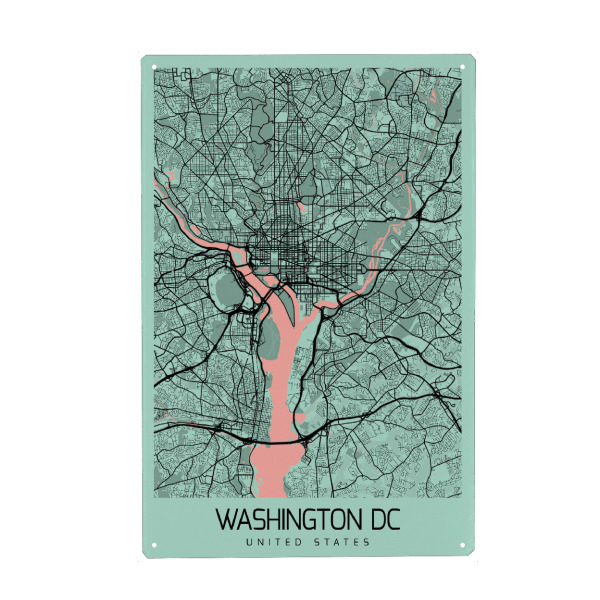 Holzbild "Stadt Map Washington D.C" artboxONE - Städte / Washington,Kartografie