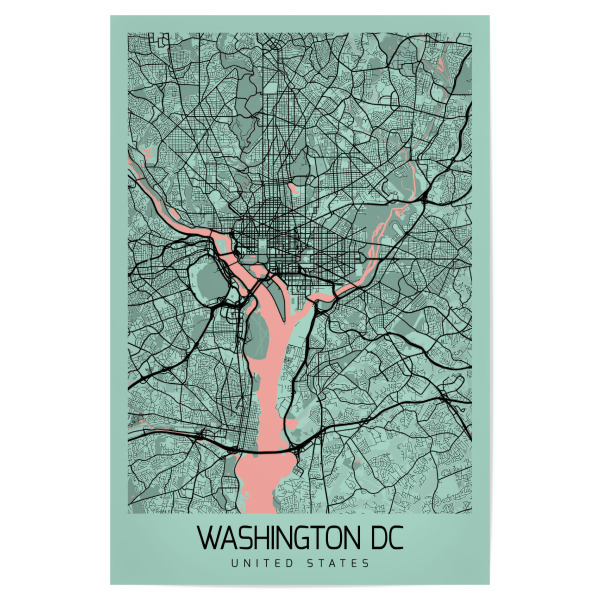 Poster 30x20 cm "Stadt Map Washington D.C" artboxONE - Städte / Washington,Kartografie