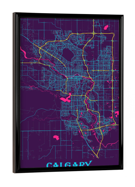 Poster mit schwarzem Rahmen "Map Calgary City" artboxONE - Städte / Weitere,Kartografie