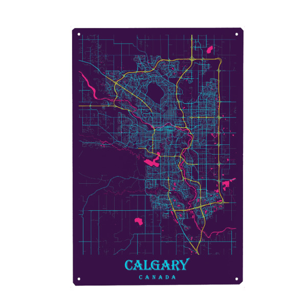 Holzbild "Map Calgary City" artboxONE - Städte / Weitere,Kartografie