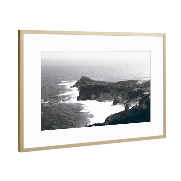 Poster mit Rahmen Gold "Am Kap der guten Hoffnung" artboxONE - Natur,Reise,Schwarzweiß,Reise / Afrika,Reise / Länder