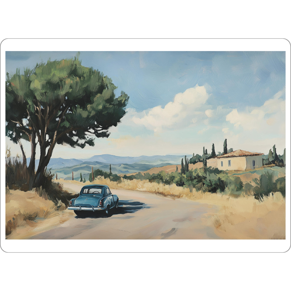 Tischset "Oldtimer-Landstraße" artboxONE - Natur,Reise,Automobile - Landstraßenmalerei,Natur,Auto,Malerei,Straße,öl - Bild landstraßenmalerei