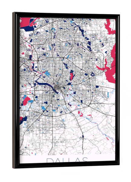 Poster mit schwarzem Rahmen "Stadt Dallas" artboxONE - Städte / Weitere,Kartografie