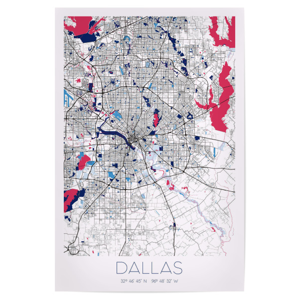 Poster 30x20 cm "Stadt Dallas" artboxONE - Städte / Weitere,Kartografie