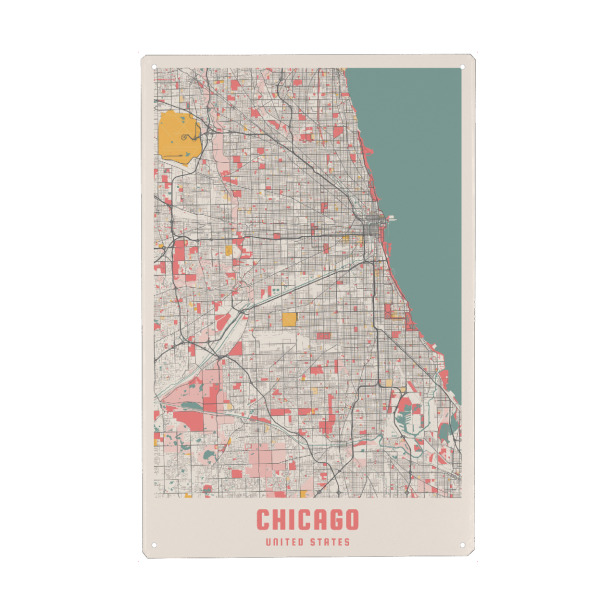 Holzbild "Chicago Illinois USA" artboxONE - Städte / Chicago,Kartografie