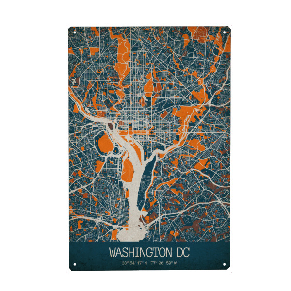 Holzbild "Washington, D.C Vintage Map" artboxONE - Städte / Washington,Kartografie